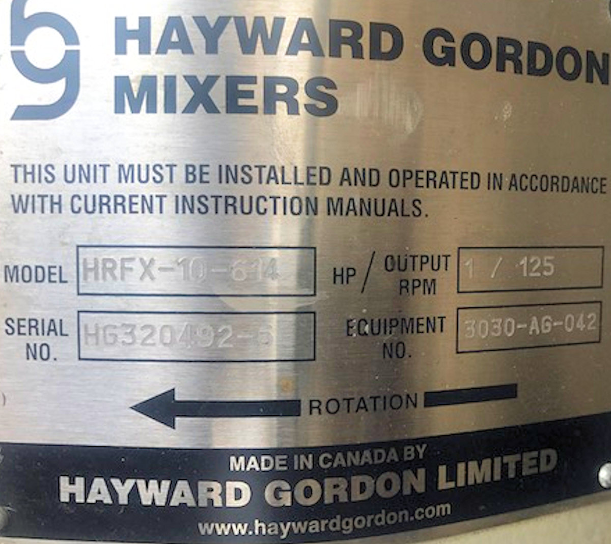 5 Units - Unused Hayward Gordon Model Hrfx-10-614 Agitators With 1 Hp Motor)